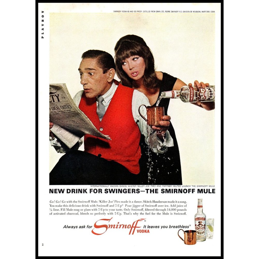 1965 Smirnoff Vodka Vintage Print Ad Moscow Mule Swingers Dancers Wall Art